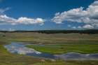 USA, Wyoming. Clouds reflected in Yellowstone River, Hayden Valley, Yellowstone National Park. Art Print